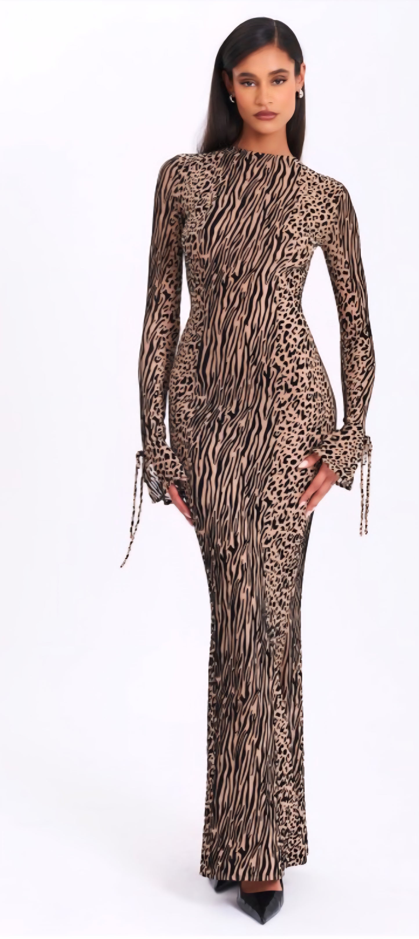 MISS CIRCLE WAYLYNN BURNOUT BACKLESS MAXI DRESS