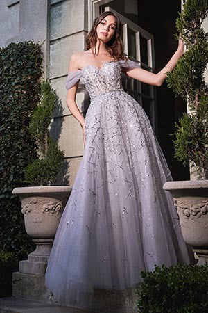 OFF THE SHOULDER JEWEL GOWN