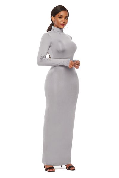 MOCK NECK LONG SLEEVE MAXI SLIM DRESS