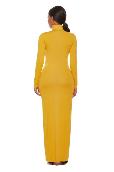 MOCK NECK LONG SLEEVE MAXI SLIM DRESS