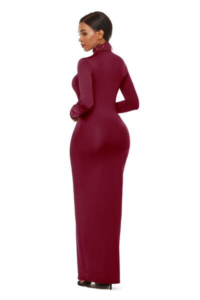 MOCK NECK LONG SLEEVE MAXI SLIM DRESS