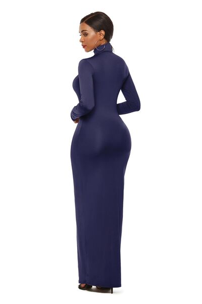 MOCK NECK LONG SLEEVE MAXI SLIM DRESS