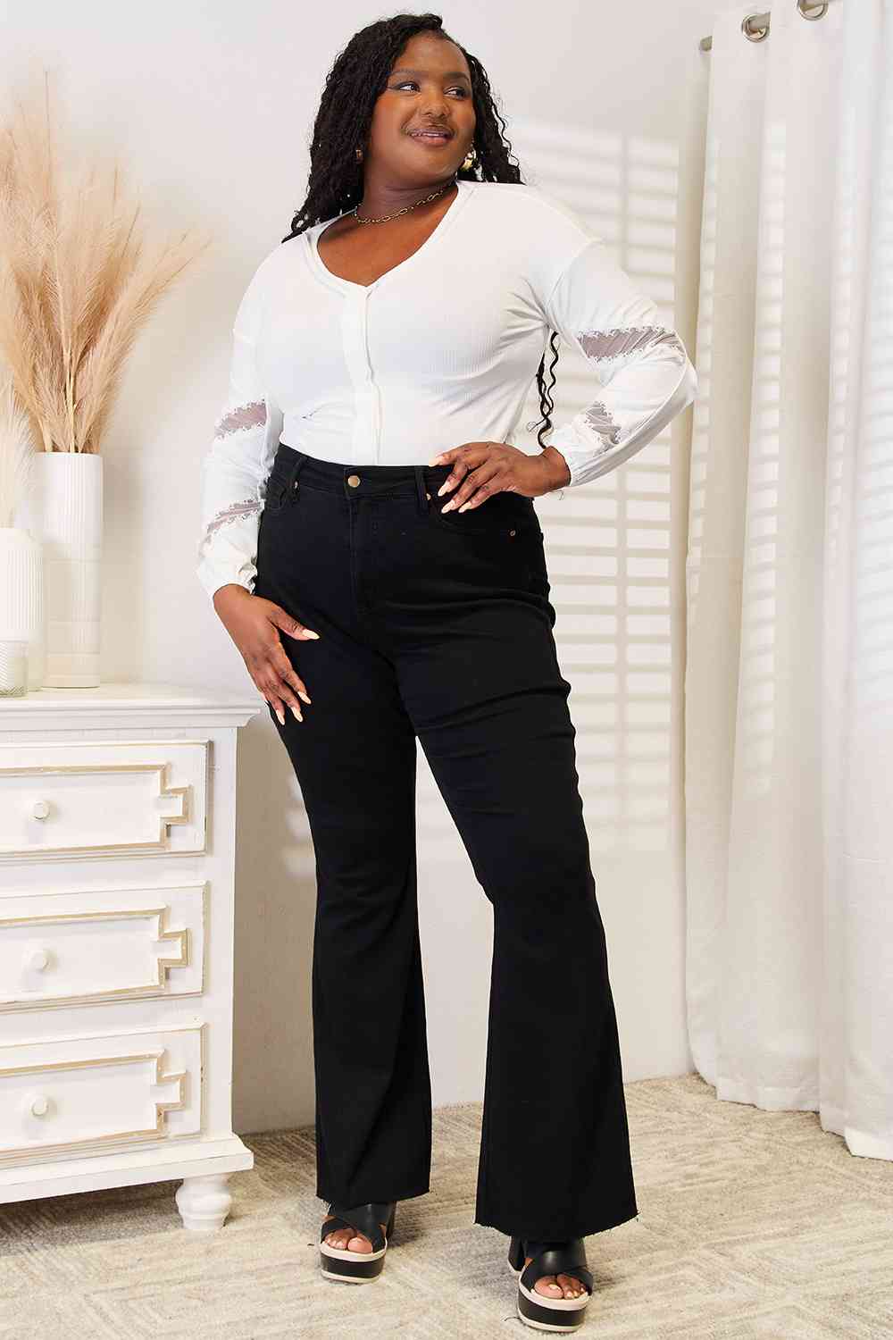 DOUBLE TAKE V NECK DROP SHOULDER BLOUSE