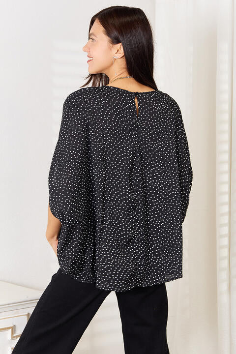 DOUBLE TAKE PRINTED DOLMAN SLEEVE ROUND NECK BLOUSE