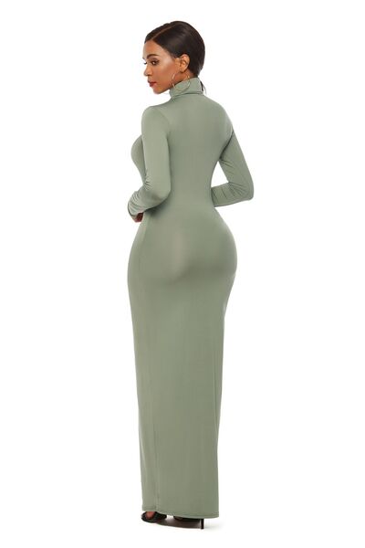 MOCK NECK LONG SLEEVE MAXI SLIM DRESS