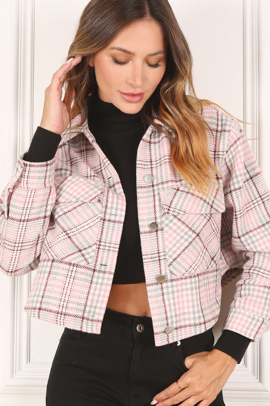 PLAID CROP JACKET