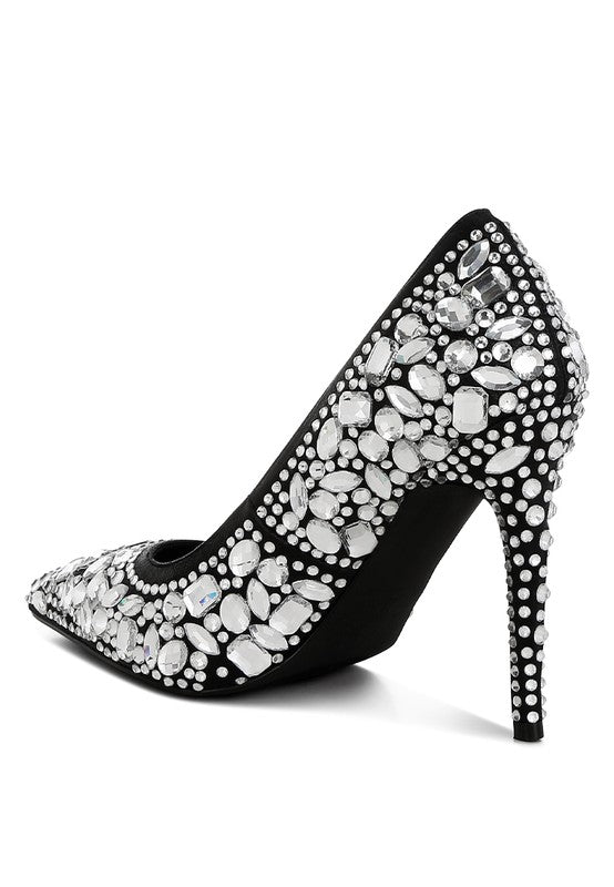 ICEOUT DIAMANTE & RHINESTONE EMBELLISHMENTS PUMPS