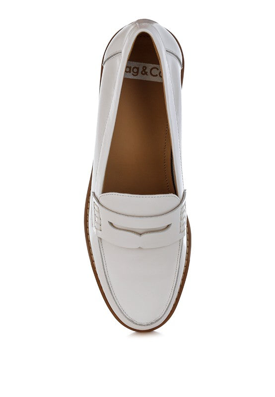 ROXANA REAL LEATHER PENNY STRAP LOAFERS