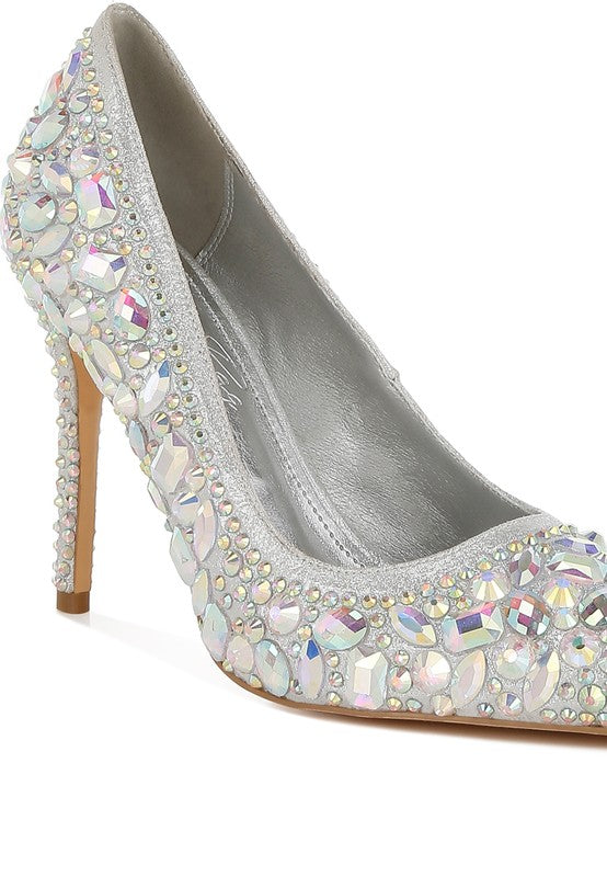 ICEOUT DIAMANTE & RHINESTONE EMBELLISHMENTS PUMPS