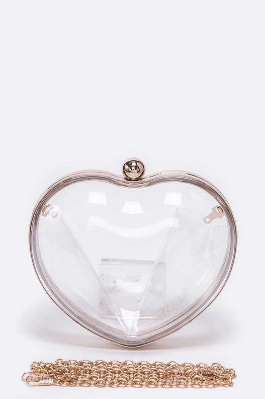 CLEAR ACRYLIC PUFF HEART CONVERTIBLE CLUTCH