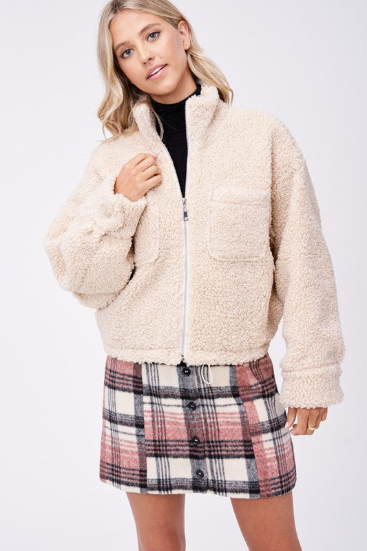 SHERPA JACKET WITH FRONT POCKETS