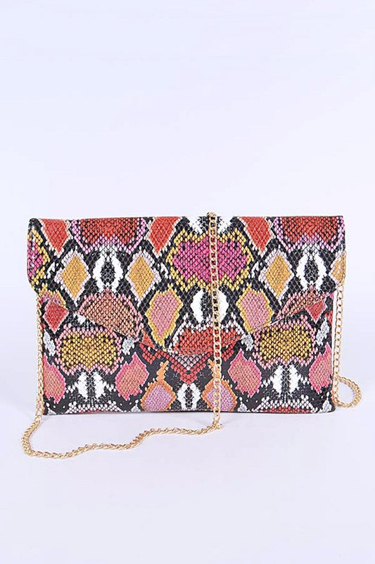 MULTI COLOR PYTHON PRINTED CONVERTIBLE ENVELOPE