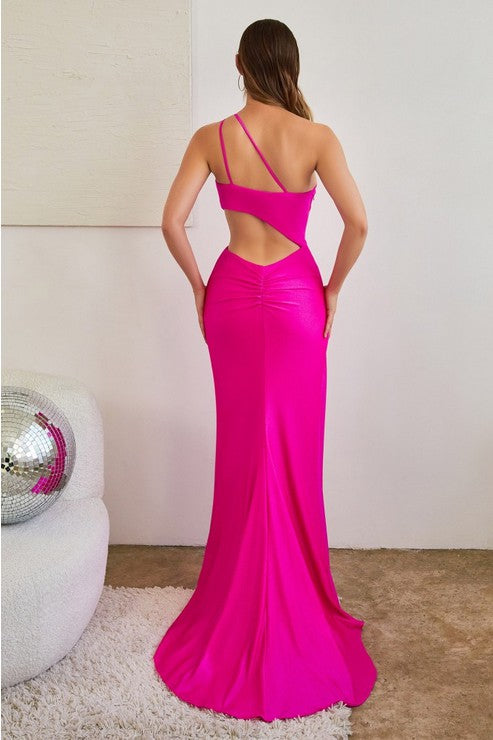 ONE SHOULDER FITTED CUT OUT DRESS