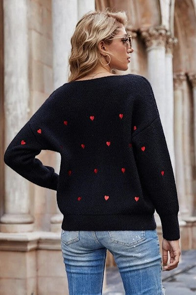 OFF THE SHOULDER HEART SWEATER