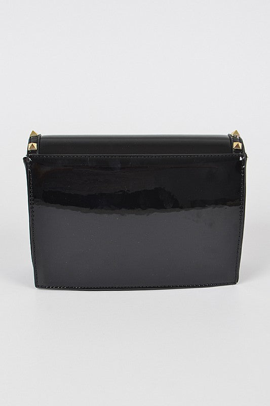 PATENT LEATHER STUDDED CROSSBODY BAG