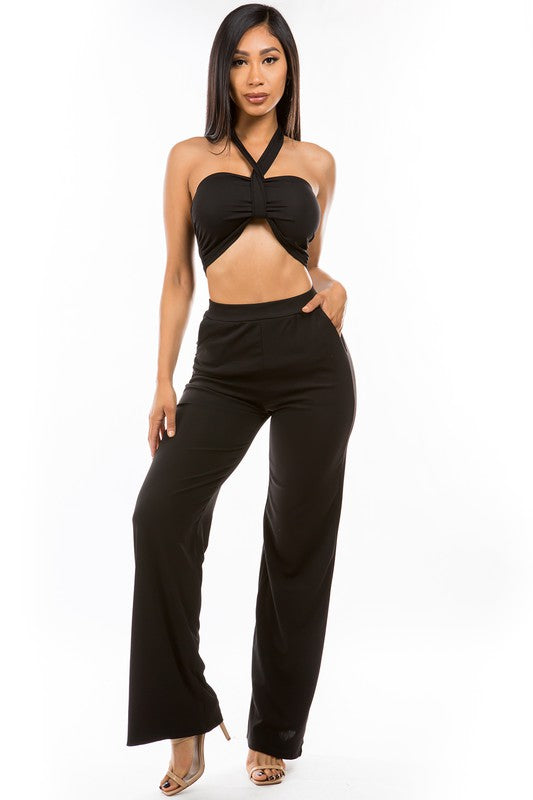 TWO PIECE HALTER PANT SET