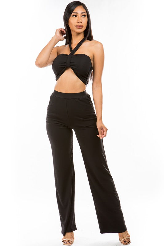 TWO PIECE HALTER PANT SET