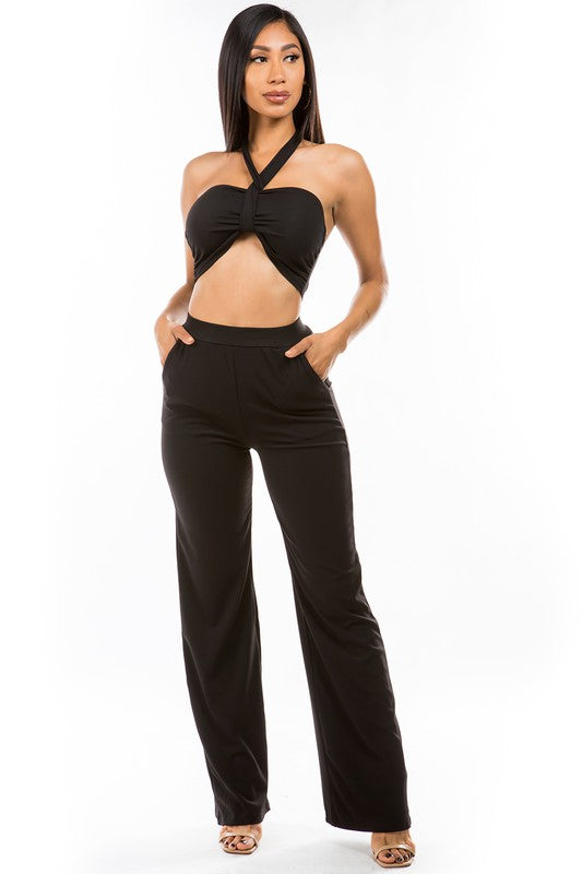 TWO PIECE HALTER PANT SET