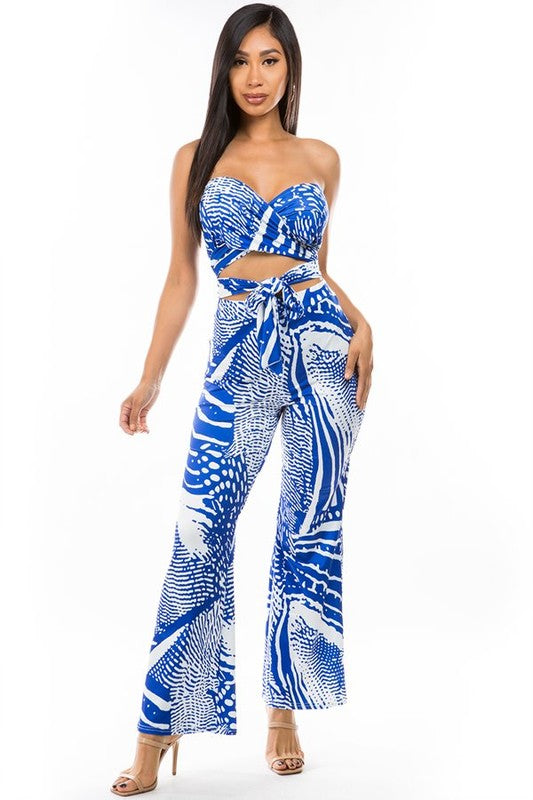 STRAPLESS PRINTED PANT SET