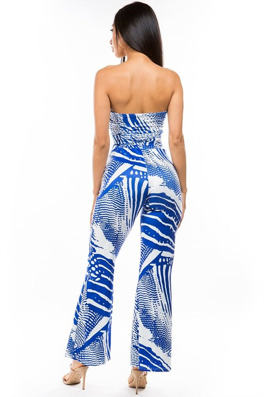 STRAPLESS PRINTED PANT SET