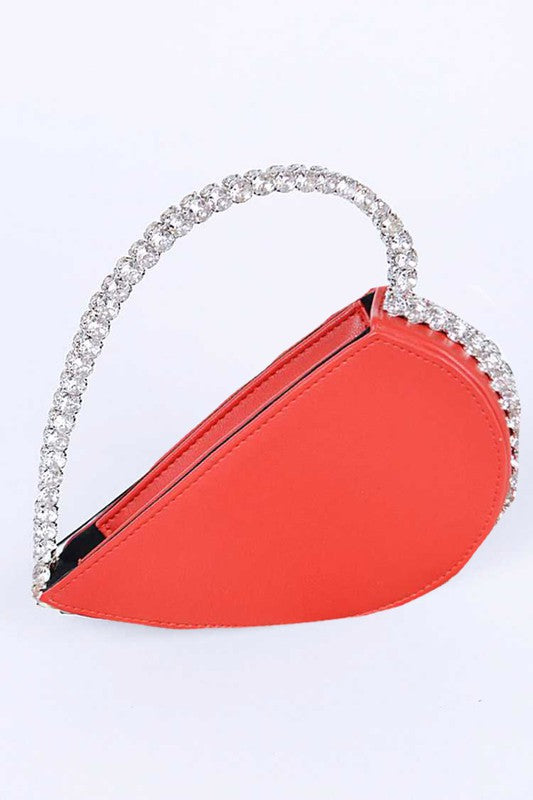 CRYSTAL HANDLE HEART CLUTCH