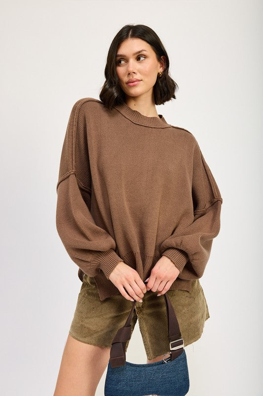 OVER SIZED LONG SLEEVE SWEATER TOP