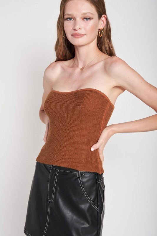 FUZZY SWEATER TUBE TOP