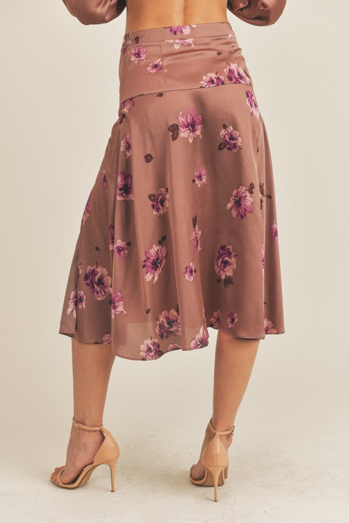 SIDE SLIT FLORAL PRINT SKIRT