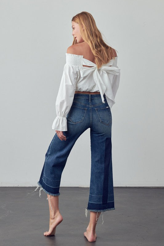 MID RISE CROP FLARE JEANS