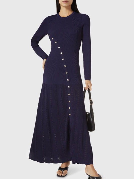 ROUND NECK LONG SLEEVE SWEATER DRESS