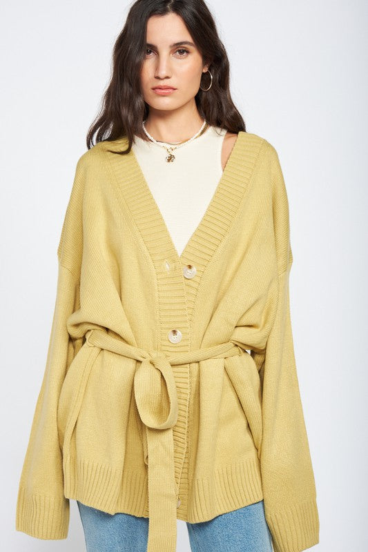 OVERSIZED CARDIGAN WITH WAIST TIE