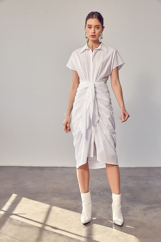 TIE FRONT SHIRT DRESS