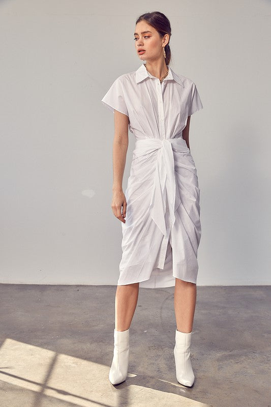 TIE FRONT SHIRT DRESS