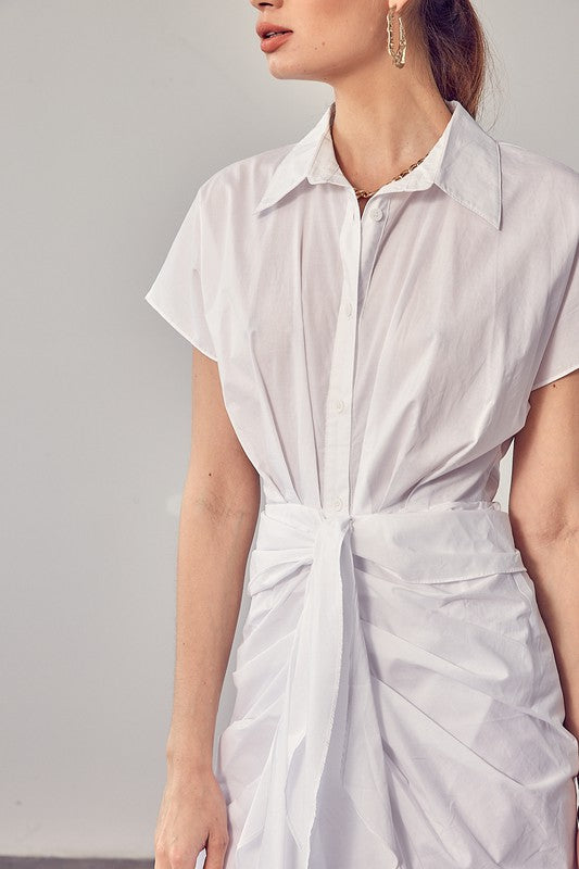 TIE FRONT SHIRT DRESS