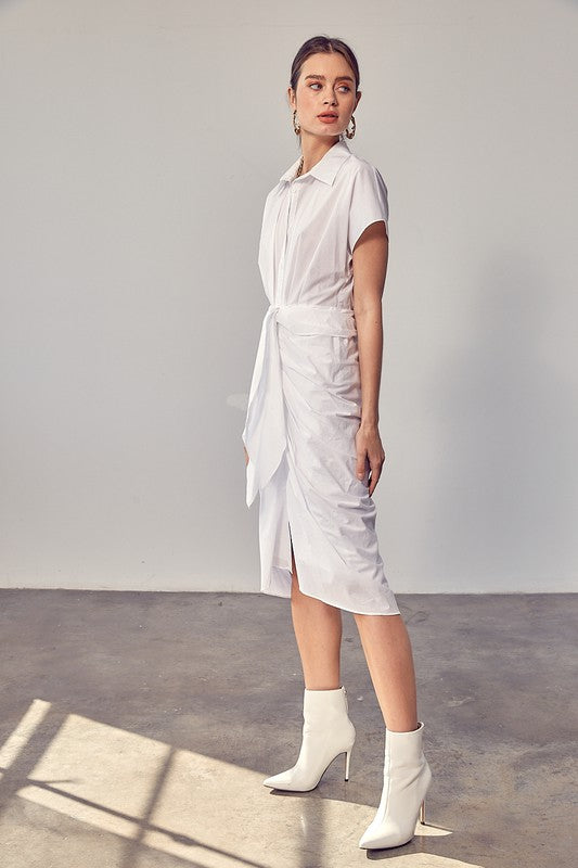 TIE FRONT SHIRT DRESS