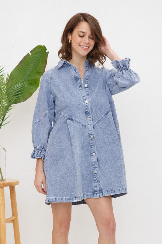 WASHED DENIM DRESS