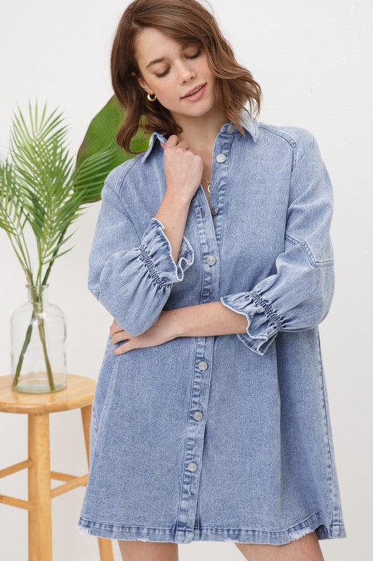 WASHED DENIM DRESS