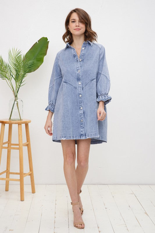 WASHED DENIM DRESS