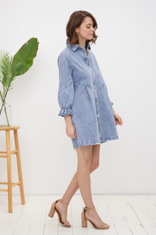 WASHED DENIM DRESS