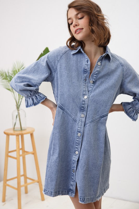 WASHED DENIM DRESS