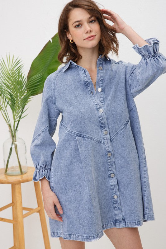 WASHED DENIM DRESS