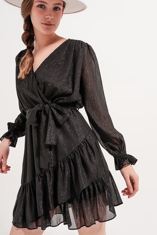 LONG SLEEVE TIERED RUFFLE MINI DRESS