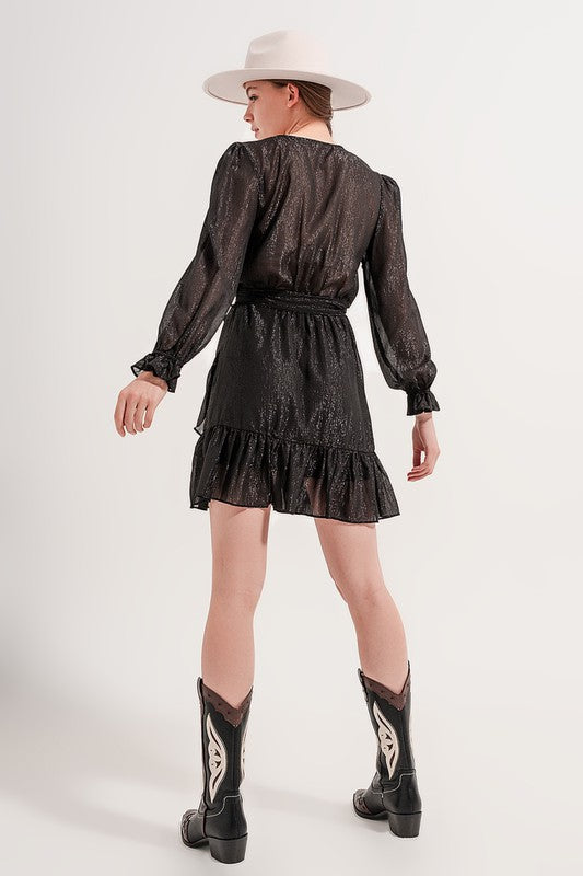 LONG SLEEVE TIERED RUFFLE MINI DRESS