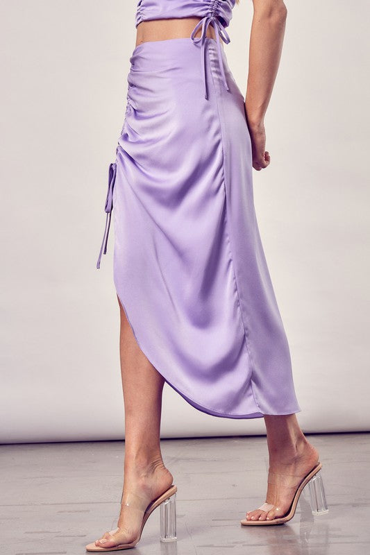 SIDE GATHERED MAXI SKIRT