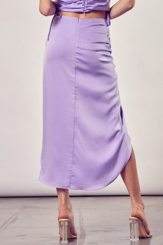 SIDE GATHERED MAXI SKIRT