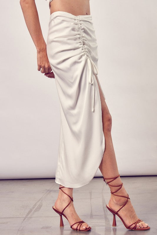 SIDE GATHERED MAXI SKIRT