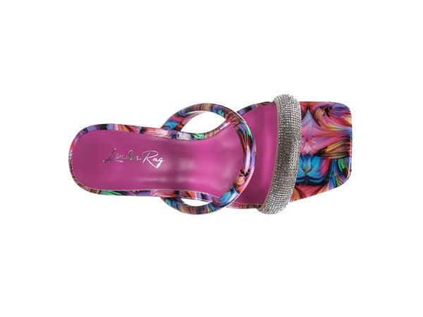 KRYPTON CLEAR BLOCK HEEL MARBLE PRINT SLIDES