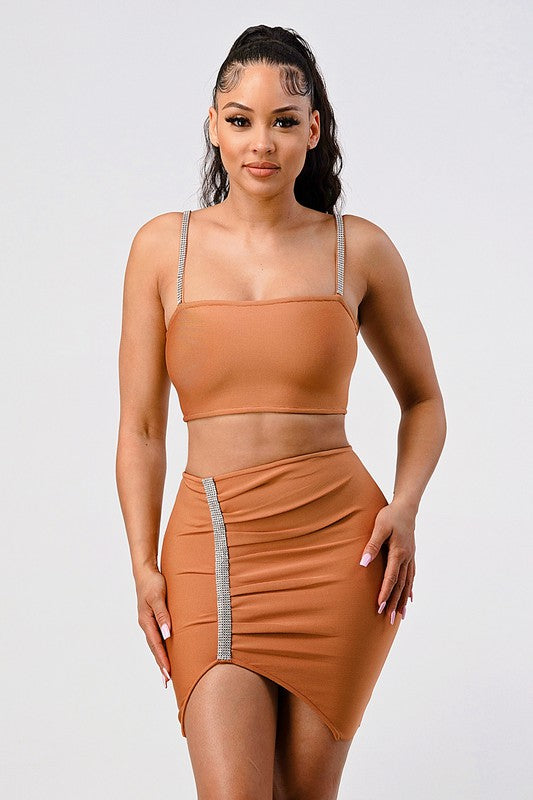 SHINE LIKE A DIAMOND BANDAGE 2 PIECE SKIRT SET