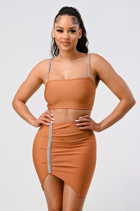 SHINE LIKE A DIAMOND BANDAGE 2 PIECE SKIRT SET