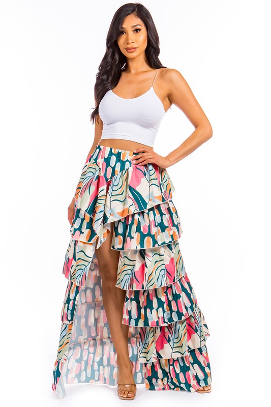 RUFFLE TIERED MAXI SKIRT